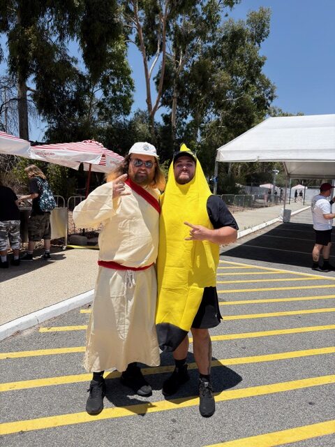 Costumed festival goers